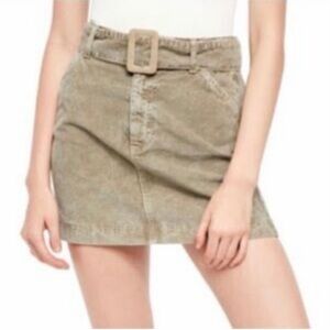 BDG Olive Corduroy Belted Mini Skirt